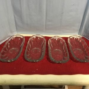 Set of 4 Helsey Clear Glass Scalloped Desert Boats Colonial Pattern